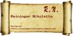 Reininger Nikoletta névjegykártya